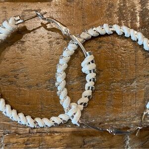 White and Silver Hoop Earrings
